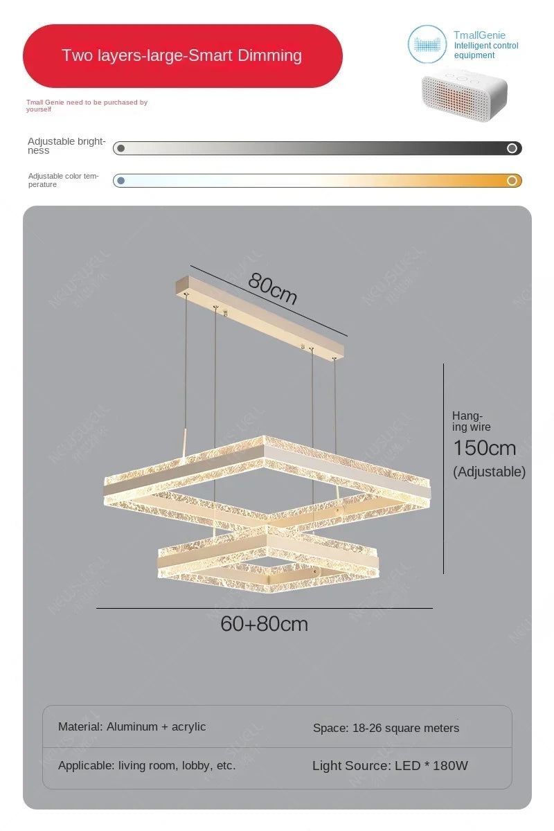 Nordic Geometric Glass LED Chandelier - Modern Pendant Lamp for Living Room