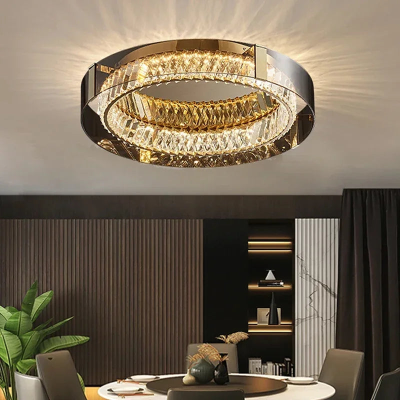 2026 Modern LED Crystal Chandelier - Dimmable Luxury Ceiling Light for Bedroom