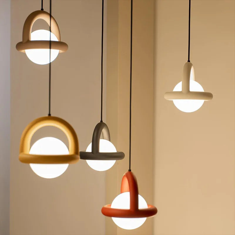 New Style LED Pendant Lights Acrylic Ball Black White Green Red Yellow Metal G4 Bulb For Dining Room Kitchen Bedroom Office