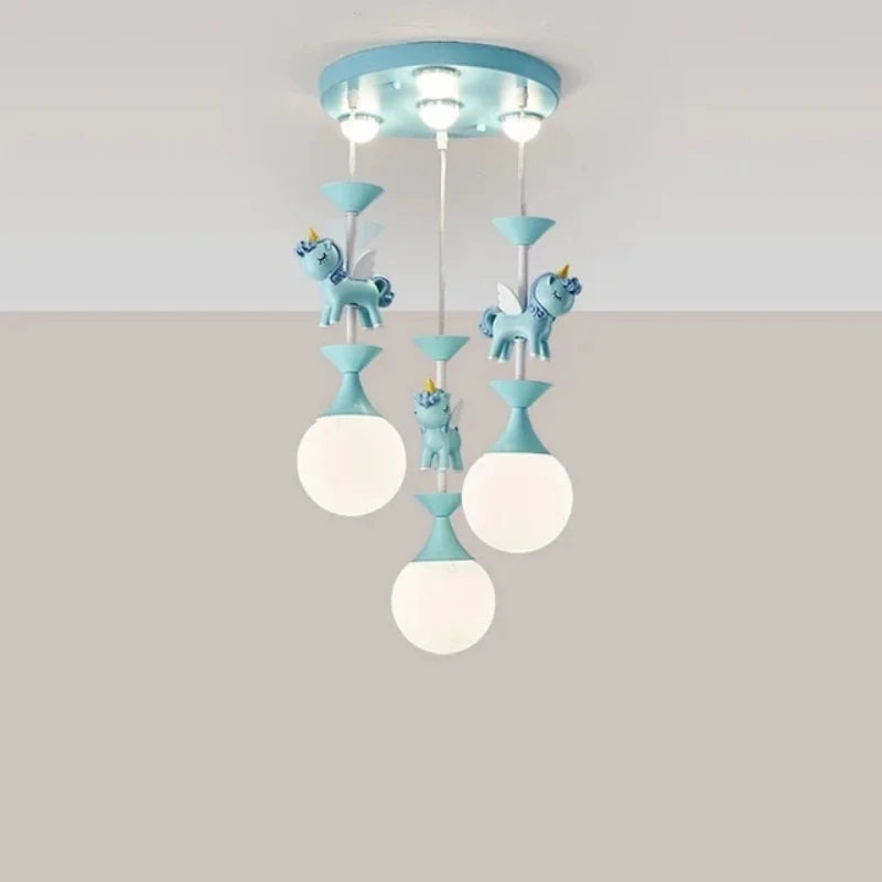 Children's Carousel LED Penadant Chandeliers for Princess Room Bedroom Living Room Hanging Lighting Decor Art Ceiling Lamps