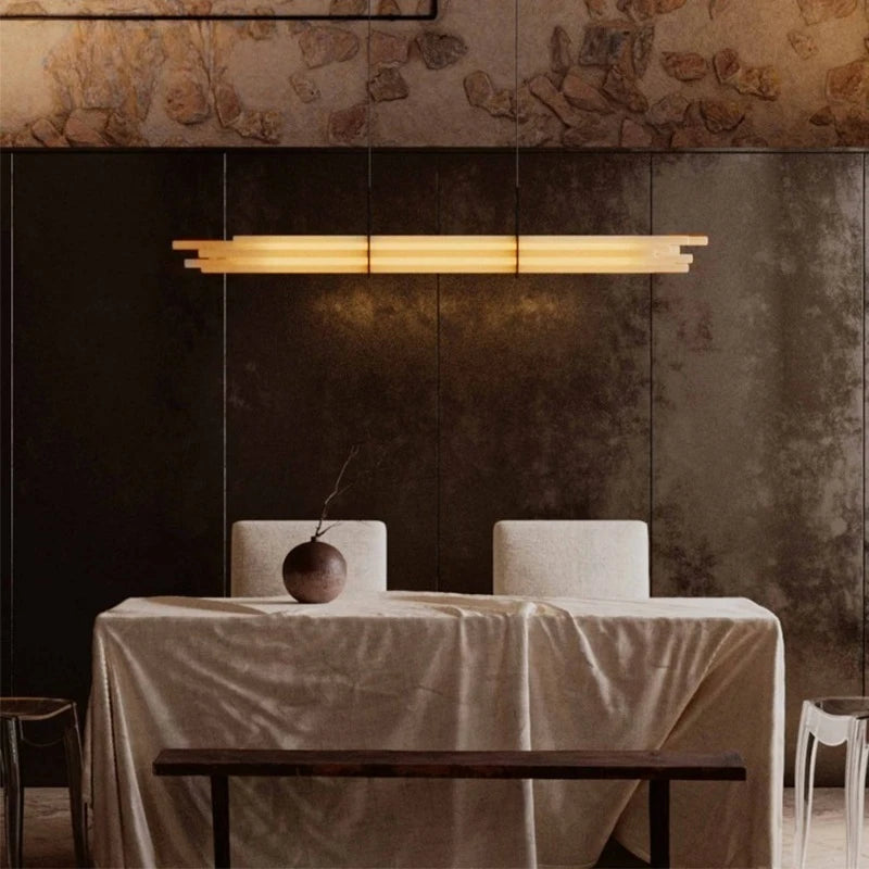 Modern Long Pendant Lamp For Kitchen Table Island Living Dining Room Minimalist Strip Creative Design Acrylic Hanging Chandelier