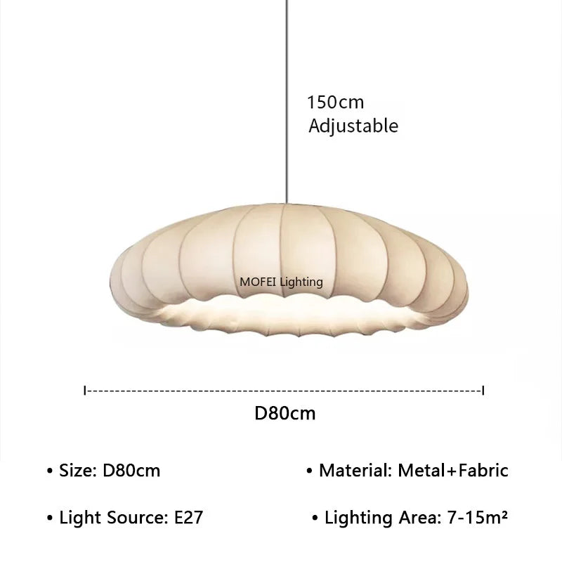 Japanese Wabi Sabi Fabric E27 Pendant Light Living Dining Room Minimalism Chandelier Designer Home Decor Bedroom Hanging Lamp