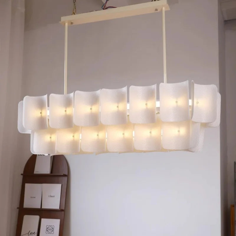 White Large Chandelier Minimalist Wabi Sabi Acrylic Lamp Dining Living Room Hotel Lobby Hanging Lamp Fixture