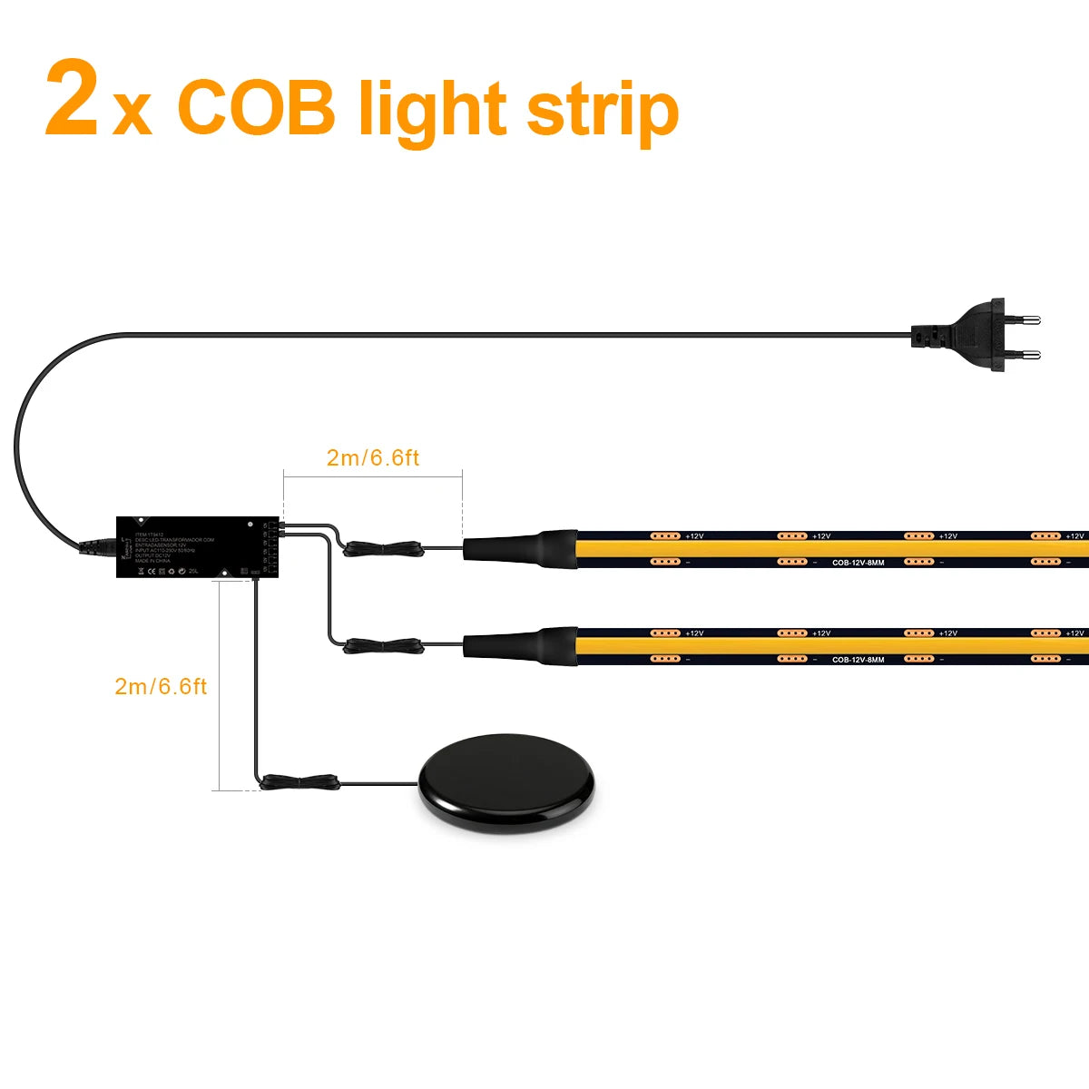 Black PCB COB LED Strip for Wooden Slats - Touch Dimmable Accent Light