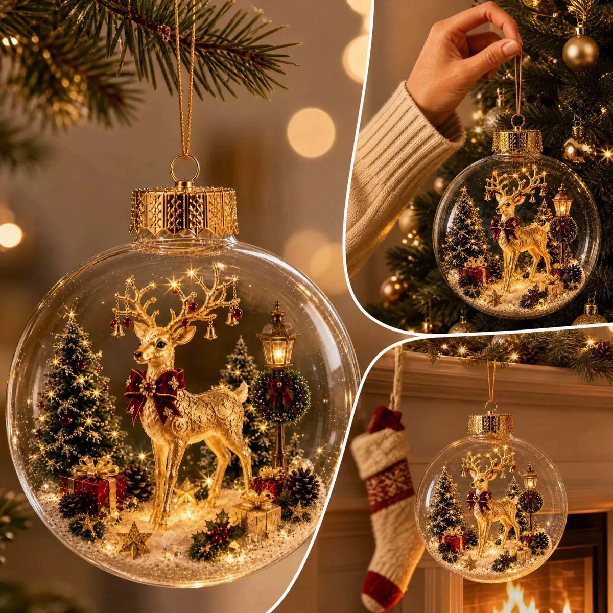 Glowing Christmas Ball Pendants Acrylic Ball Christmas Santa Claus Snowman Hanging Ornaments Xmas Party Atmosphere Decorations
