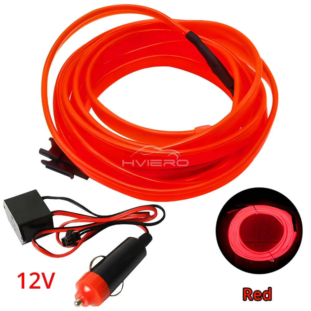 1M/2M/3M/5M Colour Car Interior Lighting LED Strip Auto Decoration Wire Rope Tube Line Flexible Neon Lights USB Drive Atmosphere