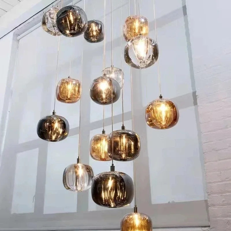 Modern Art Crystal Ball LED Chandelier - Long Staircase Hanging Lamp