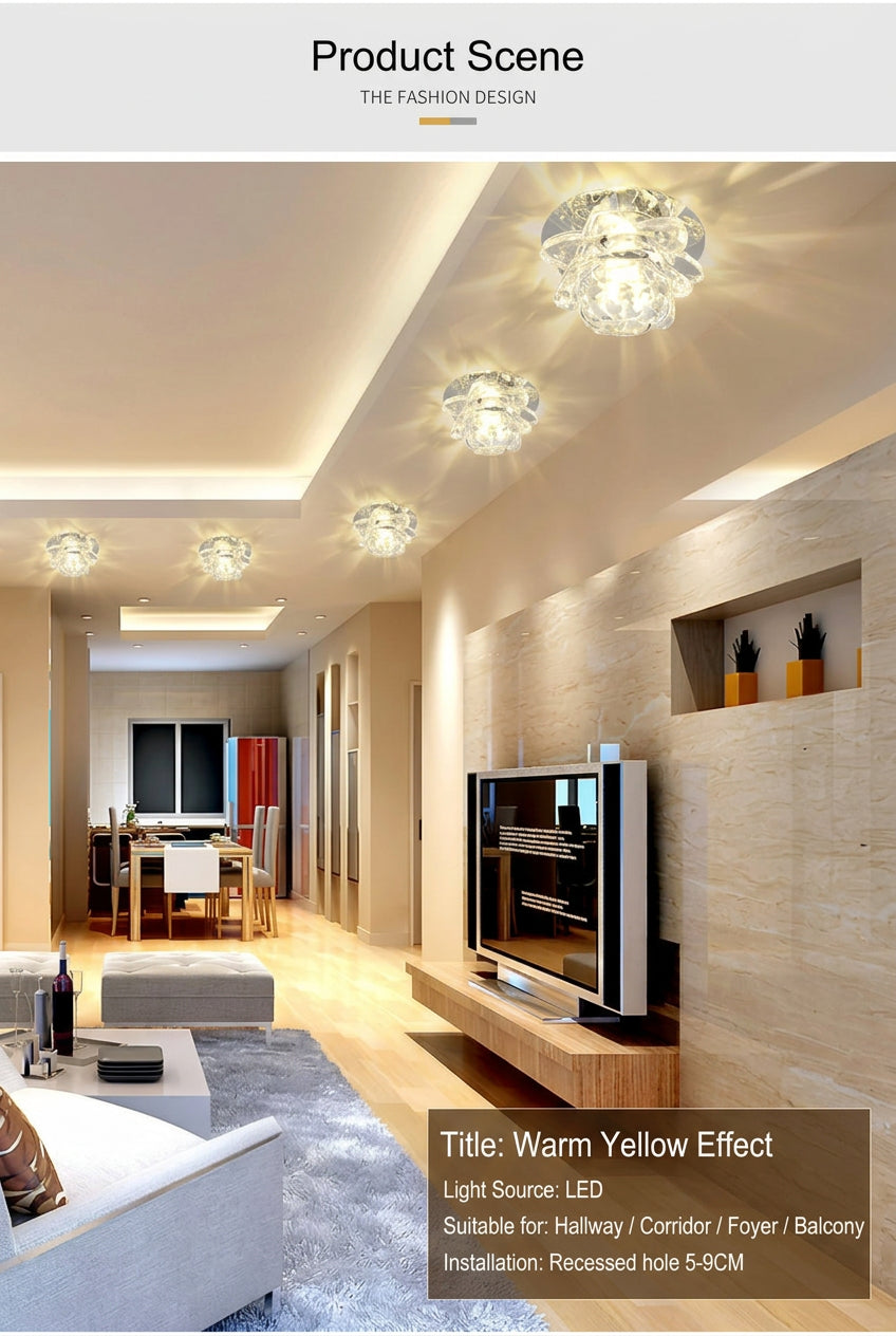 Crystal Spotlight LED Ceiling Light Embedded Living Room Downlight Ceiling Aisle Light Corridor Light