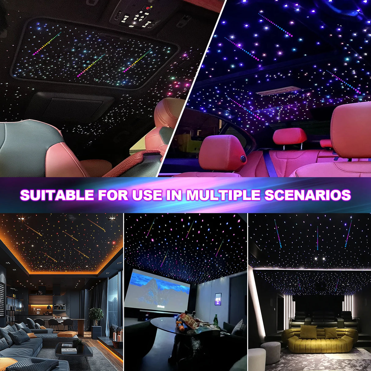 36W 4-Port RGBW Twinkle & Meteor Fiber Optic Kit - High Power Shooting Star Headliner Engine with App Control - Professional Car & Home Star Ceiling