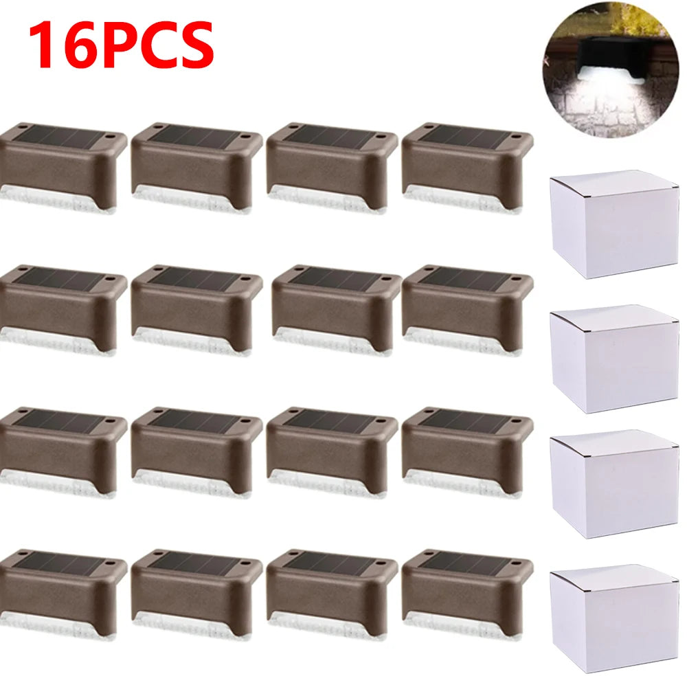 4/16 Pack Solar Step Lights Outdoor Motion Sensor - Waterproof Auto On/Off Stair Lamp
