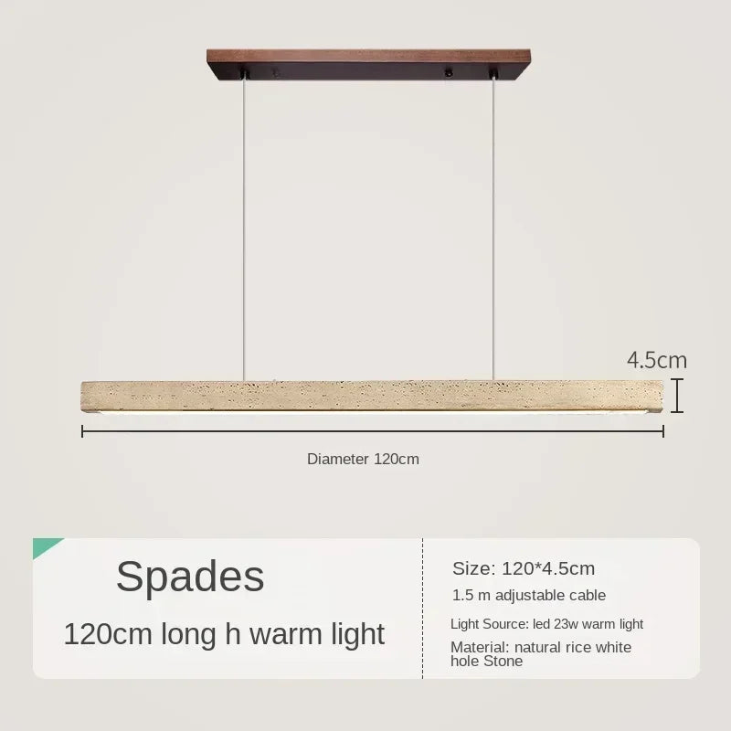 Japanese Wabi Sabi Stone Long Strip Chandelier One Line Down light Restaurant Living Room Office Study Table Light Fixture Wood