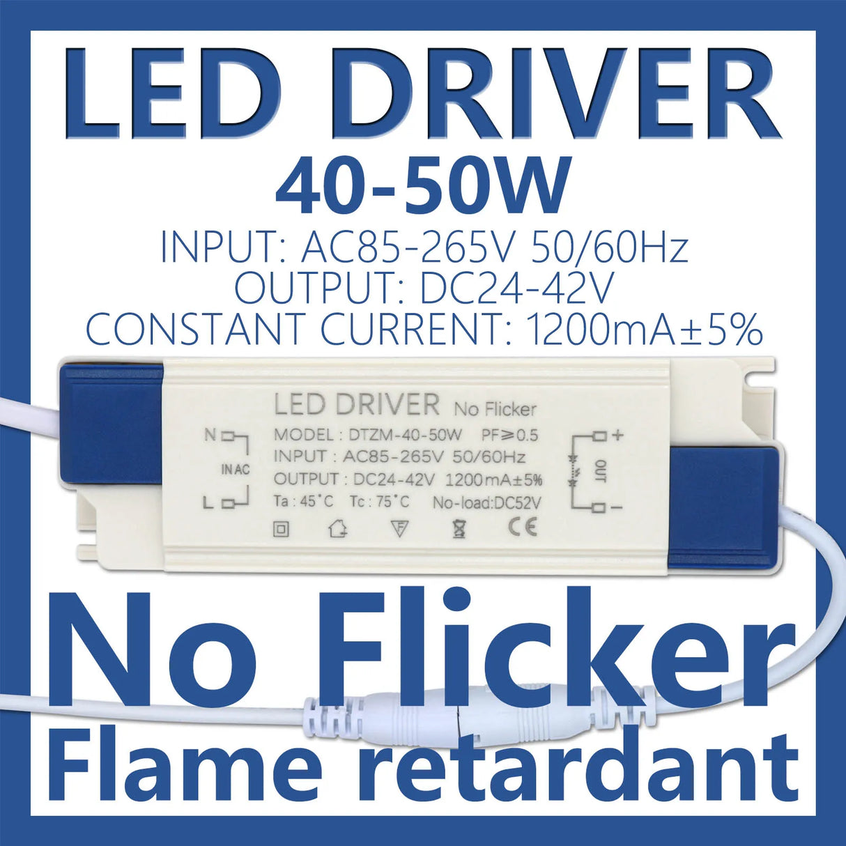 LED Driver 40-50W 1200mA AC 110V 220V to DC 24V 36V 42V Lighting Transformer Panel Light Ceilling Lamp Power Supply Adapter