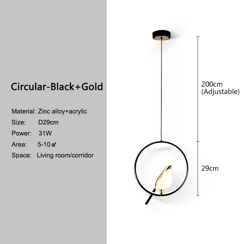 LED Bird Pendant Lamps for Bedroom Living Room Indoor Lighting for Home Chandelier Hanging Lights for Corridor Aisle AC85-265V