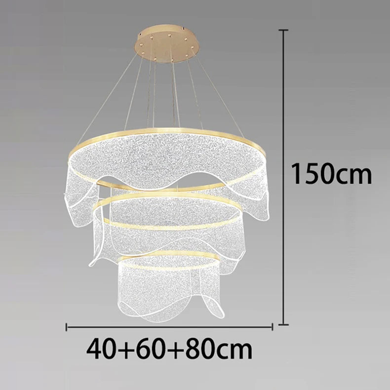 Medieval Bauhaus Luxury Fiberglass Paper Scarf Shape Wedge LED Pendant Light Lustre Lamps for Living Room Decoration Chandeliers