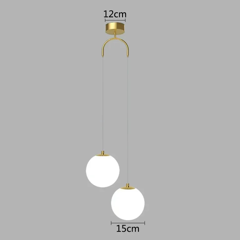 Nordic Modern Glass LED Pendant Lights Dining Room Bedroom Gold Chandelier Fixtures Indoor Restaurant Bar Decor Hanging Lamp
