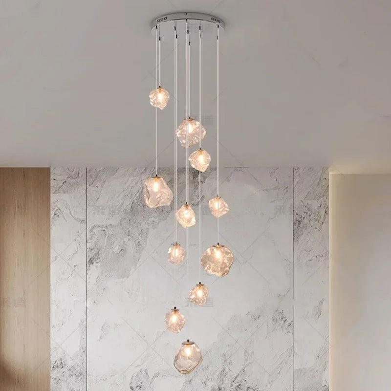 Nordic Creative Modern LED Light Chandeliers Irregular Lampshade Art Living Room Stair Pendant Light Living Room Home Decor
