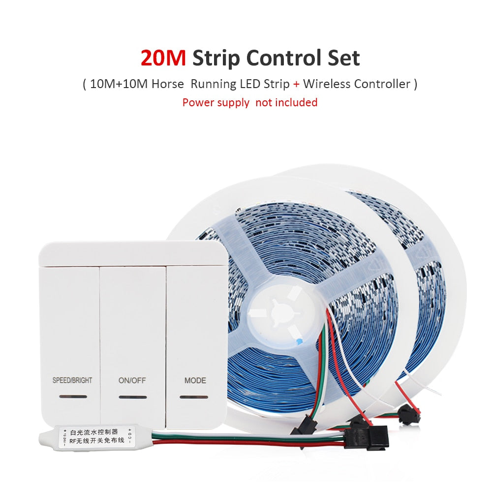 DC24V 10M WS2811 Horse Race LED Strip 2835 120Led/m Running Water Flowing Light with Wireless Controller Cool Natural Warm White