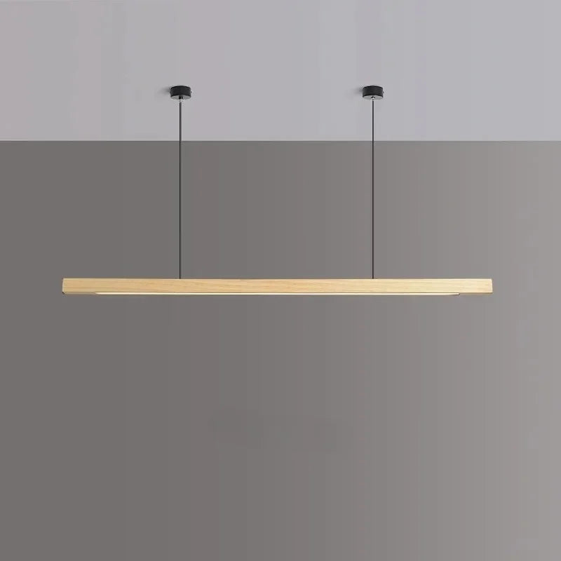 Solid Wood Long LED Pendant Light Modern Minimalist Dining Room Bedroom Living Room Front Desk Decorative Lighting Fixtures