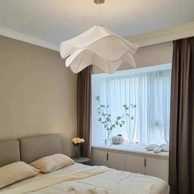 Pendant Lamp LED Nordic Minimalist white fabric flower Chandelier Living Room Bedroom Restaurant Minimalist Home Decor Lighting