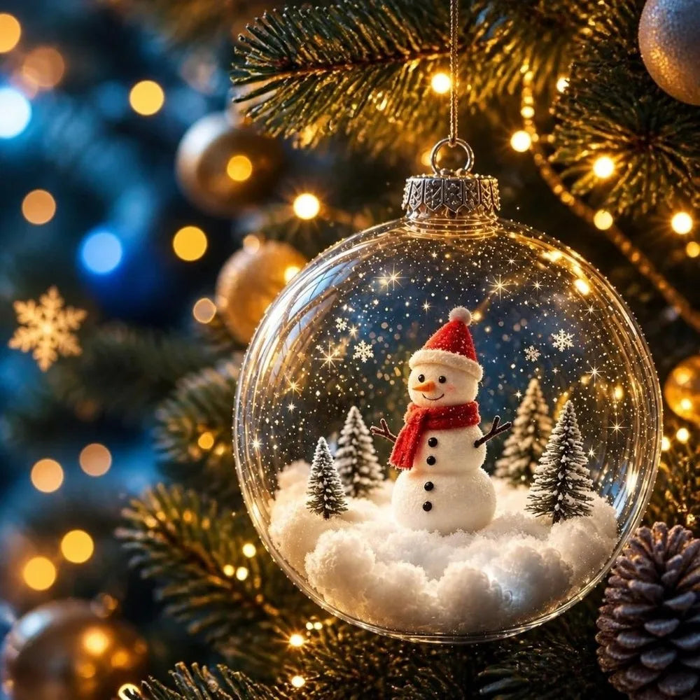 Transparent Christmas Hanging Ball LED Lights Santa Claus Christmas Tree Decor Snowman Tree Xmas Tree Ornaments Christmas Tree