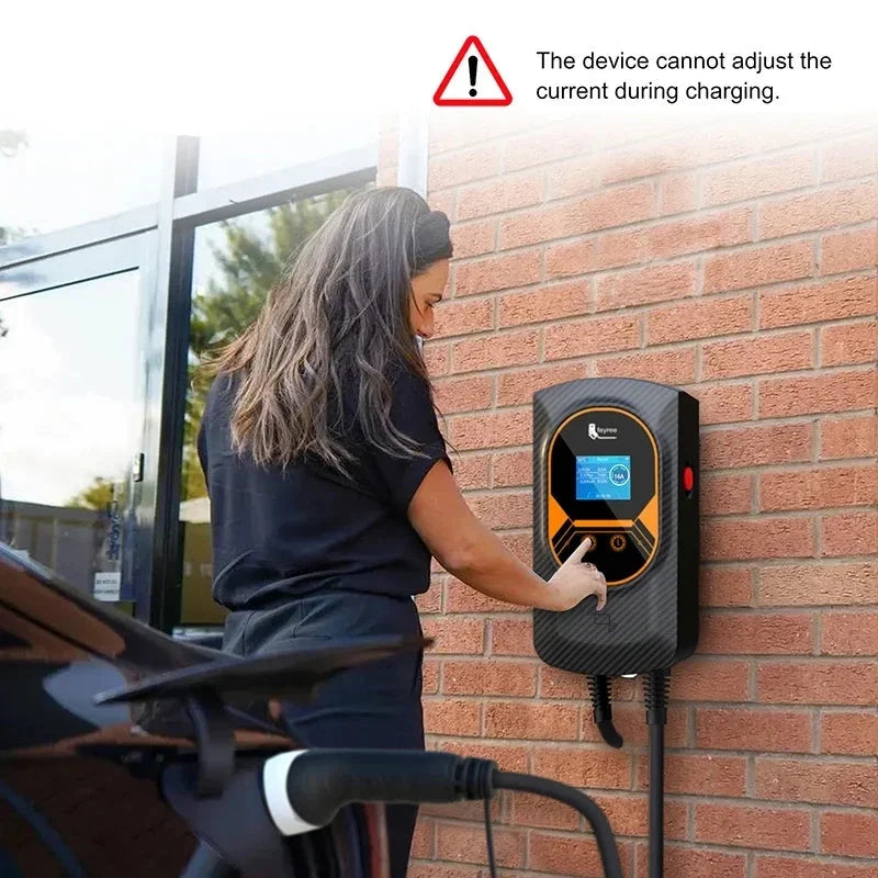 EVSE Wallbox Type2 Cable 32A 7.6KW EV Car Charger 11KW 22KW 3 Phase Charging Station APP RFID Cards Control for Electric Vehicle