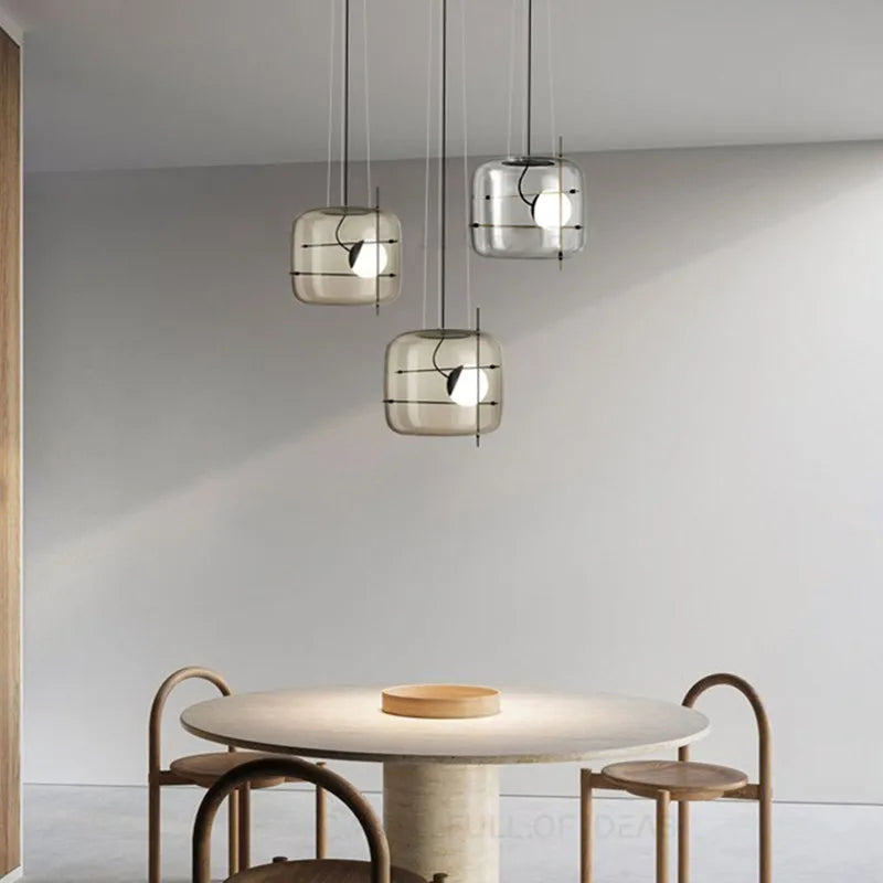 Modern Nordic Minimalist Restaurant LED Pendent Lamp Bedroom Bedside Creative Coffee Shop Bar Study Glass Decorative Light Art