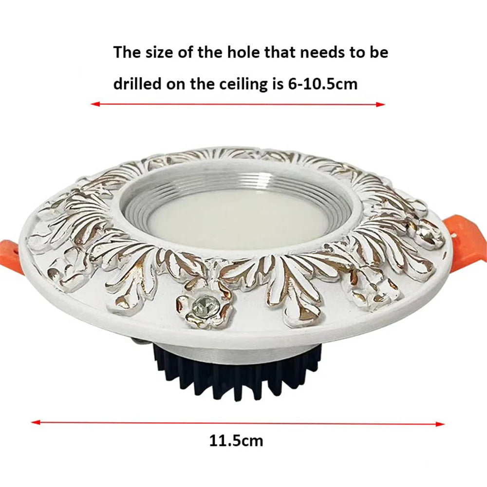 American Pastoral Resin Carving Led Downlight Living Room Restaurant Aisle Lighting Fixtures Loft 7W 5W 220V Recessed Spot Lamp