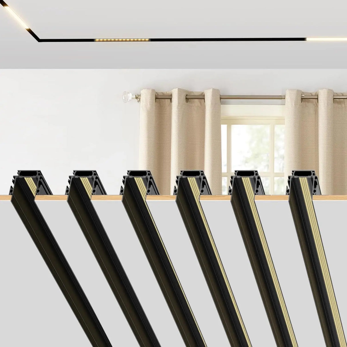 Recessed Magnetic Track Lighting 2-Wire DC 24V Track Rail System with LED Magnetic Light Head Kitchen Living Room Office