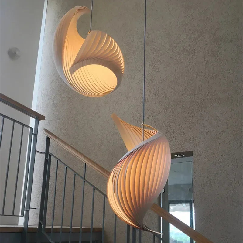 Wing maple pendant lamp handmade pleated finish wooden hanging light japanese style Chandelier dining bedroom staircase