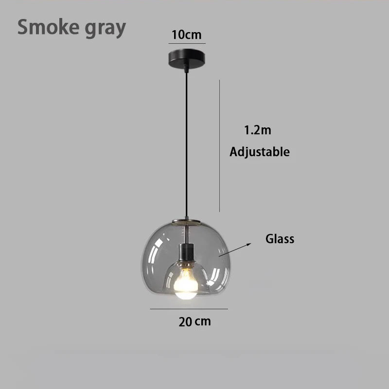 Modern Retro Glass Dining room Bedroom Living Room Chandelier Amber Smoke Gray Glass Small Chandelier Ambient Lighting E27