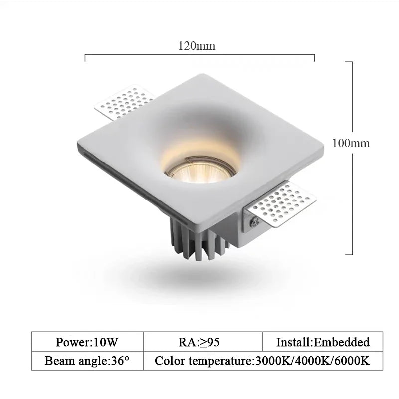 Recessed LED Gypsum Downlight Borderless Zigbee Spotlight Anti-Glare Ceiling Lamp Living Room Bedroom Aisle Embedded Lighting