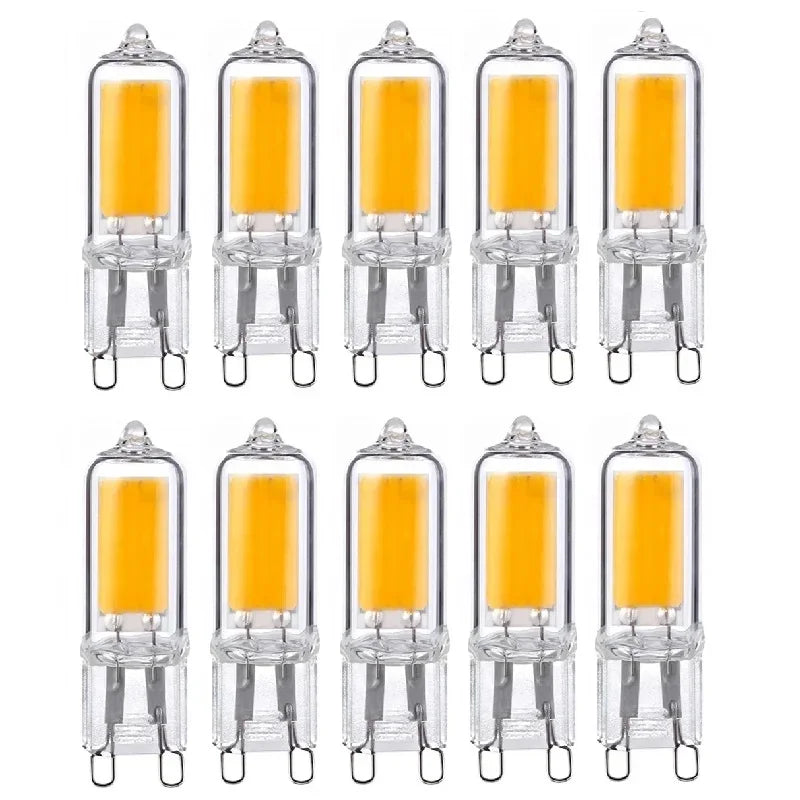 10-Pack Super Bright G9 LED Bulbs - 7W-15W High-Lumen Glass Lamps for Chandeliers
