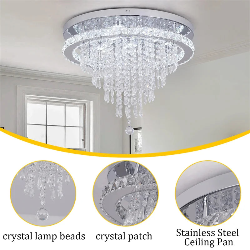Smart LED K9 Crystal Chandelier - Modern Luxury Remote Control Ceiling Light