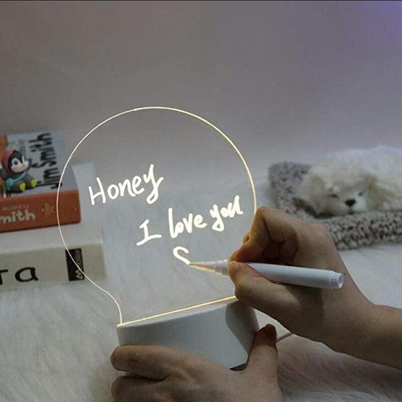 Atmosphere Lamp Creative Gift Memo Board LED Table Lamp USB Message Board with Pen Children's Gift 3D Night Light