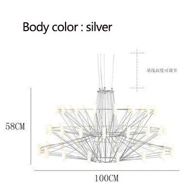 Moooi Coppelia Designer Loft Villa Duplex Chandelier Luxury High-end Living Dining Room LED Round Iron Wire Decor Lighting