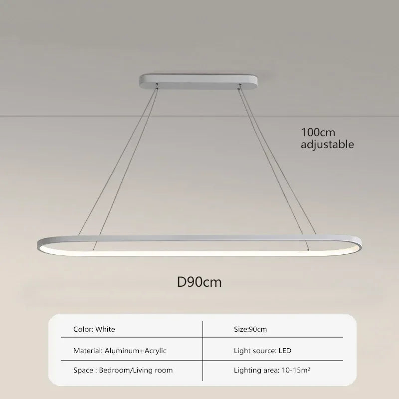 Modern LED Linear Pendant Light - Simple Line Hanging Lamp for Dining Room