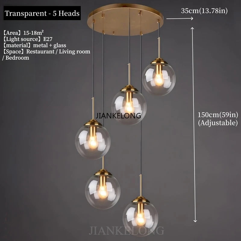 Modern Luxury Glass Chandelier - Nordic Metal LED Pendant Light