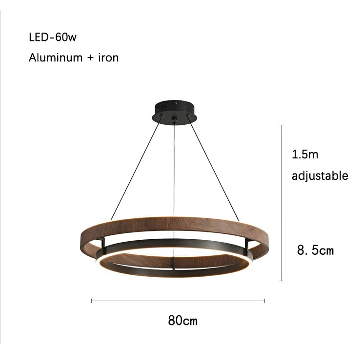 Designer's modern wood grain color retro living room pendant light dining room bedroom study circular pendant light
