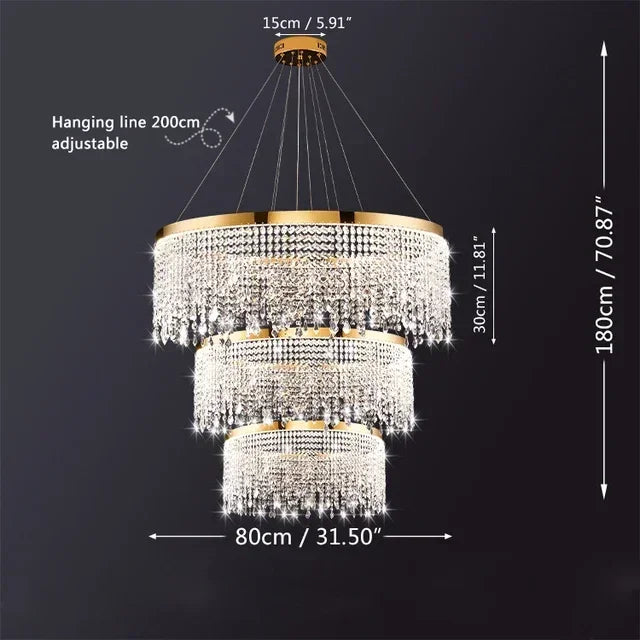 2025 Modern Circular Luxury Crystal Pendant Light Classical Round Chandelier Lighting For Dining Room Living Room Hotel