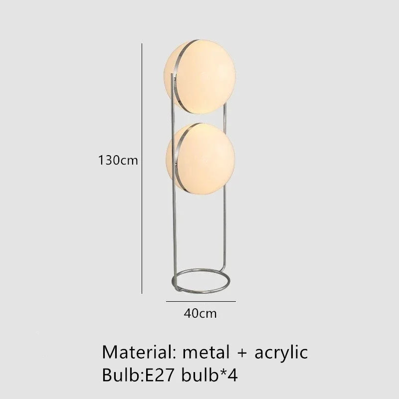 Nordic Designer Acrylic Ball Floor Lamp Electroplated Chrome Living Room Corner Atmosphere Reading Light LED Standing Lighting