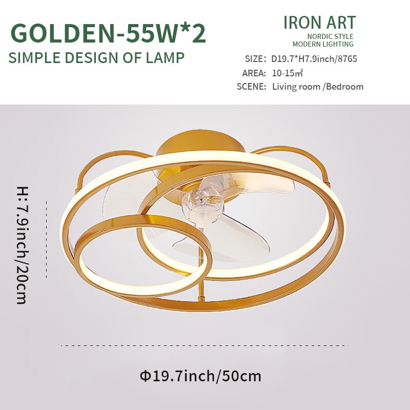 Modern simple LED Ceiling Fan Lamp with remote control Dining Room Bedroom Lamp Silent ceiling Fan light fixture Indoor lighting