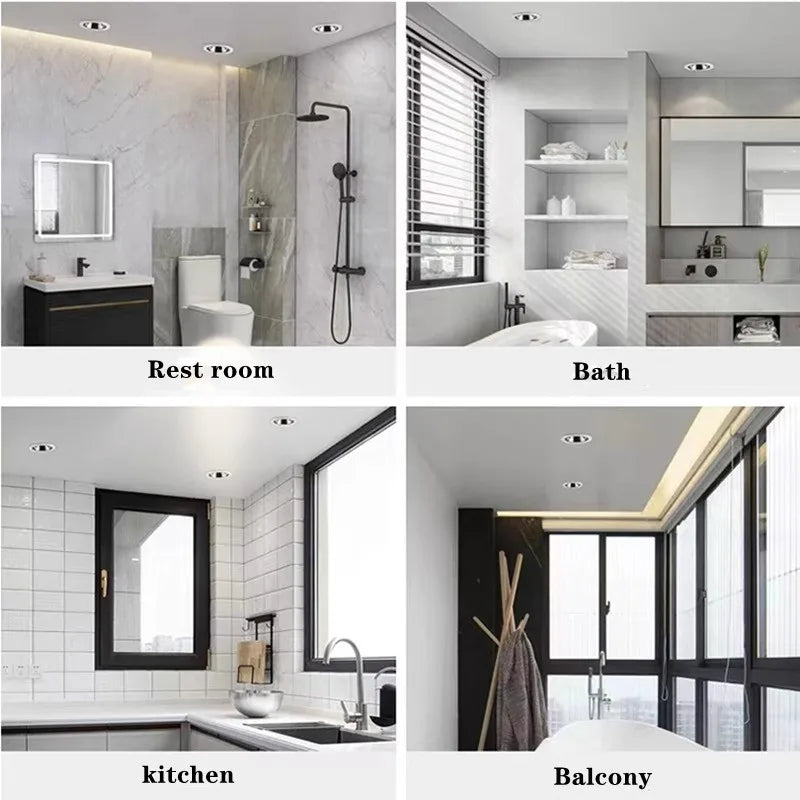 IP68 Outdoor waterproof spotlights 9W-70W embedded LED downlights AC-85-265V Bathroom Kitchen balcony shopping mall interior