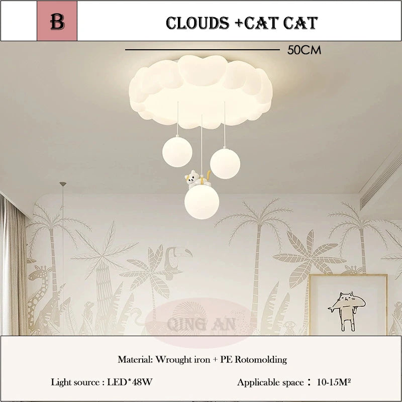 Modern Cloud LED Ceiling Light - Bubble Ball Lamp for Children's Bedroom