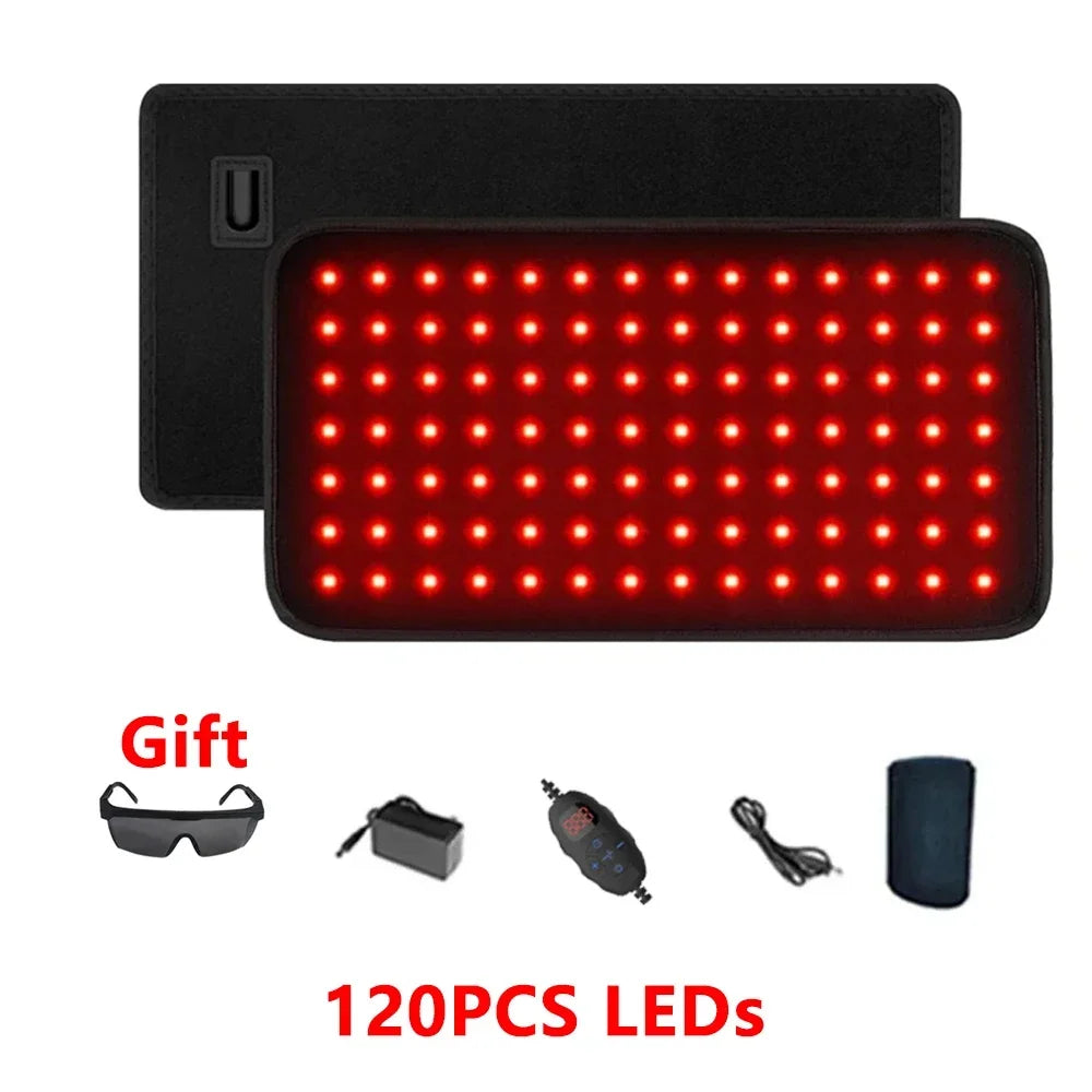 NEW 120 LEDs Red Light Belt 660nm&850nm Infrared Light Therapy Pad for Body Fatigue Deep Therapy for Back Knee Hands Feet Relief