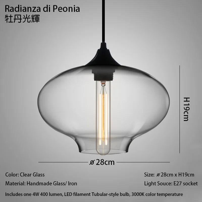 Caren Lighting handmade Glass Modern Nordic hanging loft Glass Pendant Light decor Lights Fixtures led filament dinningroom Lamp
