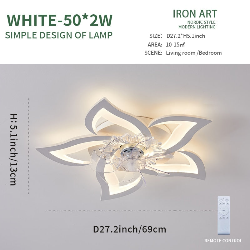 Ceiling Fan with Lights LED Fan Lamp Flower Shape Bedroom Ceiling Lamp Remote Control Dimmable Home ventilador de teto