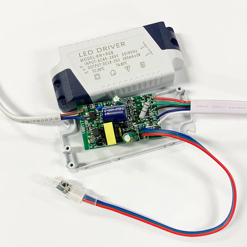 LED Driver 6W+RGB Transfermer For Ceiling Downlight 2 Channels Output 280mA,With 5pin Connetor IR Head AC110-265V Various model