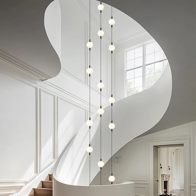 Globe Chandelier Designer Villa Living Room Dining Table Apartment Hanging Lamps Nordic Modern Attic Double Staircase Pendant