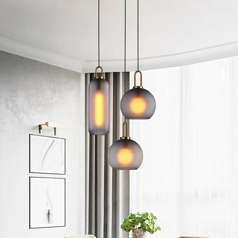 Nordic Glass Ball Pendant Light Kitchen Fixtures Living Room Lustre Luxury Bedroom Decoration Coffee Table Hanging Lamp