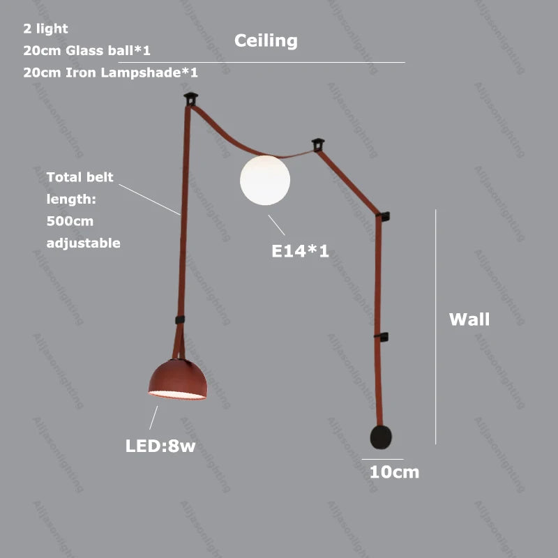 DIY Textile Leather Belt LED Pendant Light - 2026 Early Spring Glass Chandelier